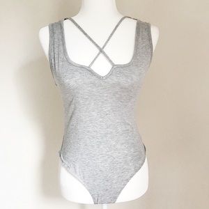 CAD Lightweight Gray Low-Cut Strappy BodySuit